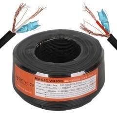 MagicVoice AV808 Profesyonel 2 Damarlı Blendajlı Enstrüman Mikrofon Ses Kablosu Stereo 100 Metre OD 8.0 (Folyo Zırhlı)