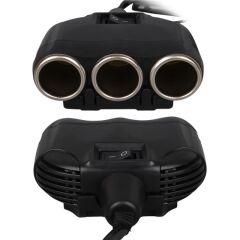 Olesson 1634 12-24V Tek USB Girişli 120W 80cm Kablolu Dijital Voltaj Ekranlı 3'lü Araç Çakmak Çoklayıcı