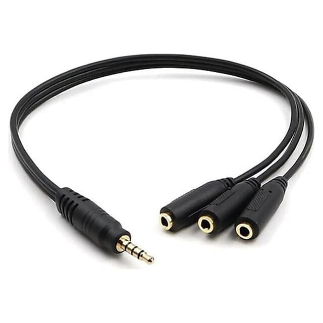 Kulaklık Çoklayıcı 3.5 Mm Erkek X 1/3 Stereo Dişi X 3 - 30 Cm Y Kablo