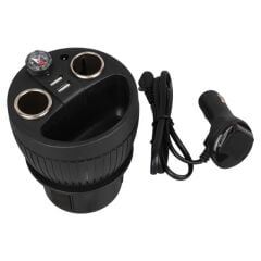 Olesson 1640 12-24V Çift USB Girişli 120W 80cm Kablolu Dijital Voltaj Ekranlı 2'li Araç Çakmak Çoklayıcı