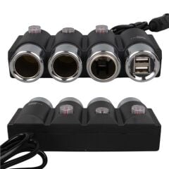 Olesson 1508 12-24V Çift USB Girişli 120W 80cm Kablolu 3'lü Araç Çakmak Çoklayıcı