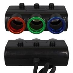 Olesson 1523 12-24V Çift USB Girişli 120W 80cm Kablolu 3'LÜ Araç Çakmak Çoklayıcı