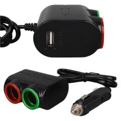 Olesson 1631 12-24V Tek USB Girişli 120W 80cm Kablolu 2'LI Araç Çakmak Çoklayıcı