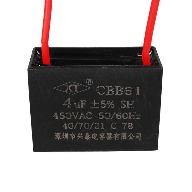 4UF 450VAC Siyah 10cm Kablolu Kare Tip Kutupsuz Kondansatör