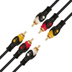 Powermaster 1.5 Metre 3RCA-3RCA Kablo