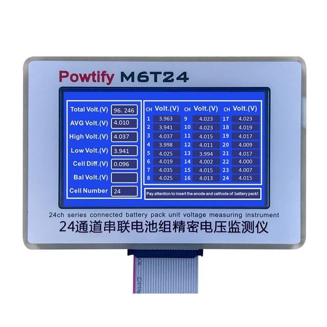 Powtify M6T24 24S Kanallı Yüksek Hassasiyetli Lityum Batarya Gerçek Zamanlı Voltaj Analizörü