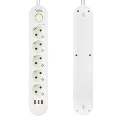 Vea VA-21562 5'li 3 USB'li 1.5 Metre Akım Korumalı Priz Beyaz