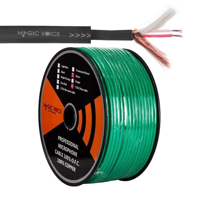 MagicVoice B96 Profesyonel 2 Damarlı Blendajlı Enstrüman Mikrofon Kablosu Stereo 100 Metre (Yeşil)