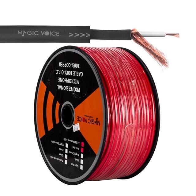 MagicVoice B96 Profesyonel Tek Damarlı Blendajlı Enstrüman Mikrofon Kablosu Mono 100 Metre (Kırmızı)