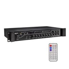 Dexun D-230 250 Watt 3 Zone İki Mikrofon Girişli Hat Trafolu Anfi  Usb-Bt 4/16-70-100v