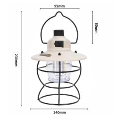 PowerMaster PM-16042 Retro Nostaljik Şarjlı Kamp Lambası Filament + SMD Ledli