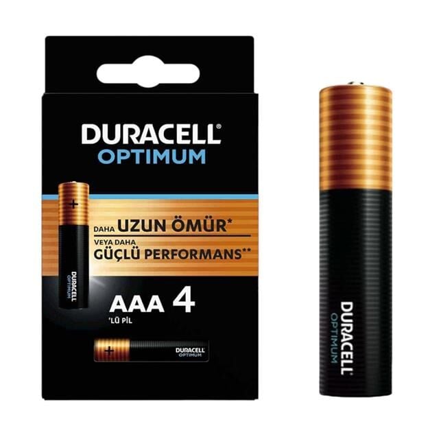 Duracell Optimum 1.5 Volt Alkalin AAA 4’lü İnce Kalem Pil MX2400