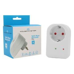 PowerMaster PM-18521 Durum Ledli Akım Korumalı Tekli Priz 16 Amper - 3500 Watt Tekli Beyaz