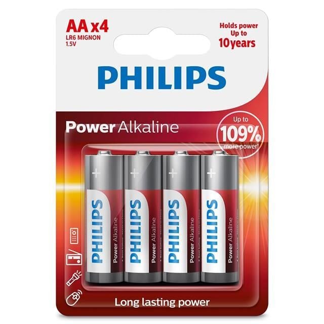 Philips Power Alkaline AA LR6 1.5V Kalem Pil 4'lü Paket (LR6P4B/10)