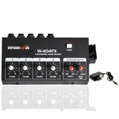 Osawa Mikrofon Giriş-1 Line Çıkış Eko’lu 4 Kanal 20 dB Adaptörlü Mini Mikrofon Çoğaltıcı W-404FX