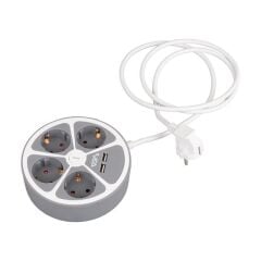 Vea VE-G604YU 4'lü 2 USB’li Anahtarlı 1.5 Metre Grup Priz