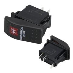 PowerMaster Navigasyon Sembollü Işıklı 3 Pinli On-Off 12-24V Marin Switch