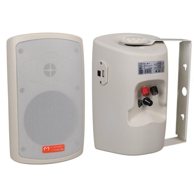 MagicVoice MV-36 11 CM 50 Watt Komütatörlü Hat Trafolu Krem Beyaz Sütun Hoparlör (2'li Takım)