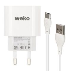 Weko WK-21442 PDU QC 3.0 Amper Telefon Şarj Başlık Adaptörü + Type-C Kablo