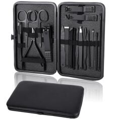 Sunup SN-27099 Siyah Paslanmaz Çelik 18in1 Profesyonel Manikür Tırnak Bakım Seti