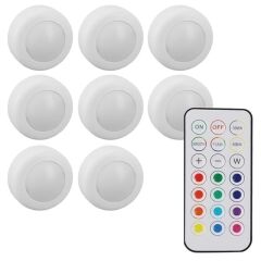 PowerMaster PM-27186 Led Mobilya Merdiven Pilli Aydınlatma 3M Yapışkanlı Kumandalı RGB + 4000K (8'li Paket)