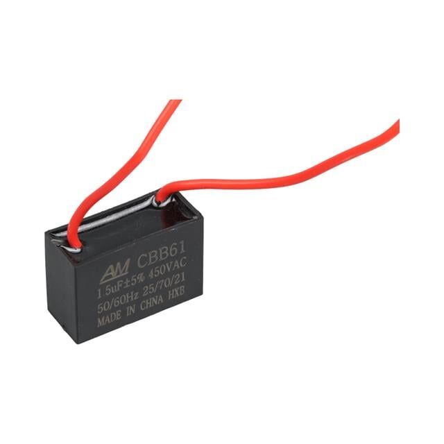 1.5UF 450VAC Siyah 10cm Kablolu Kare Tip Kutupsuz Kondansatör