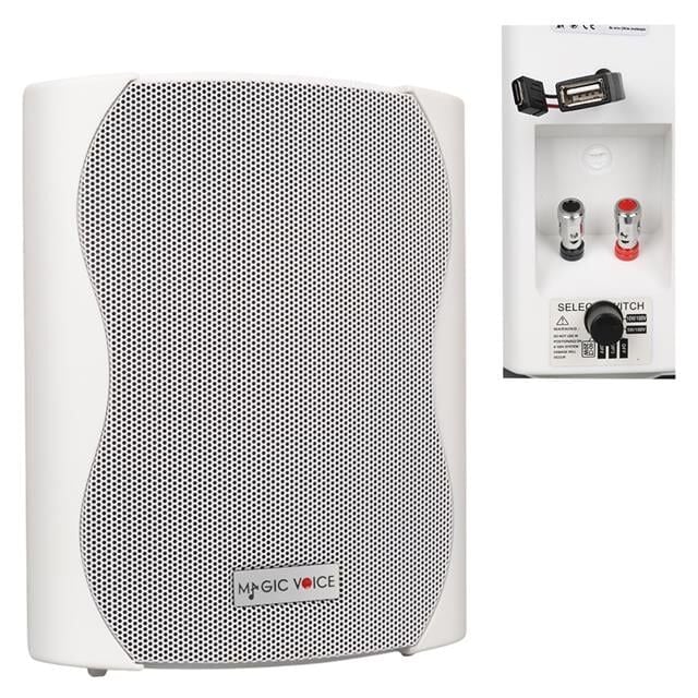 MagicVoice F-LHY4S 4'' (10 CM) Hat Trafolu Duvar Tipi Sütun Hoparlör (10W RMS / 150W Peak - MP3 USB Uyumlu) - Beyaz