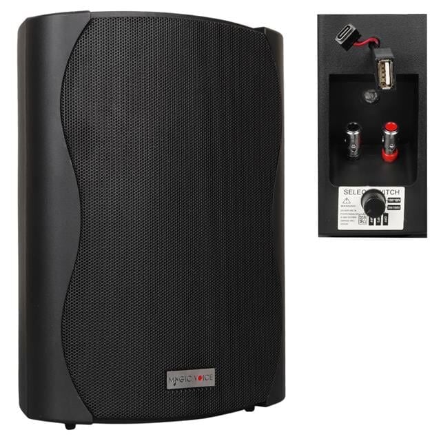 MagicVoice F-LHY6.5S 6.5'' (16 CM) Hat Trafolu Duvar Tipi Sütun Hoparlör (30W RMS / 200W Peak - MP3 USB Uyumlu) - Siyah