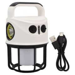 Powermaster CH-22025 Çift Işıklı Kamp Lambası El Feneri PowerBank Özellikli (Gün Işığı - Beyaz)