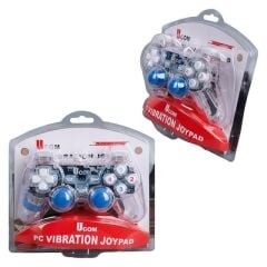 Powermaster UCOM-704 Kablolu Double Shock Joypad Oyun Kolu Gamepad Şeffaf Işıklı