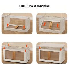 Sunup SN-25883 72L Katlanabilir Plastik Saklama Kutusu Renkli Kapaklı Tekerlekli 40x64x37cm