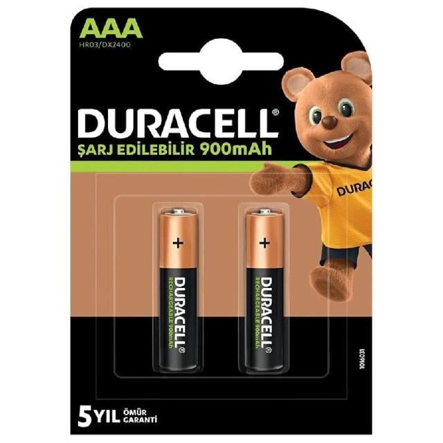 Duracell HR03/DX2400 Şarjlı 900 mAh 2'li AAA İnce Kalem Pil