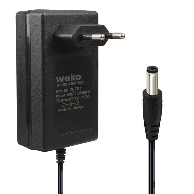 Weko 21 Volt - 2 Amper 5.5*2.5 Mm Uçlu Kırmızı Yeşil Ledli Priz Tipi Şarjlı Matkap Adaptörü