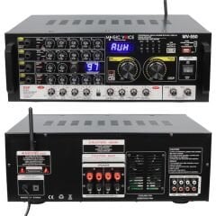MagicVoice MV-550 2x100W USB/SD/Bluetooth 4 Mikrofon Girişli Stereo Mixer Amfi