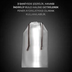 ZMR ZMR-385 Katlanır Şişirilebilir Beyaz Ledli Aydınlatma Tüpü USB Ve Güneş Enerjisi Şarjlı Armatür