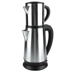 Crown CRW-2201 1800W 1.8 - 0.8 Litre Çelik Hazneli Çaycı Mutfak Kettle Demlikli Ve Süzgeçli Inox