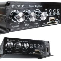 MagicVoice YW-406L 12 Volt 100 Watt Motosiklet Bluetooth Amfi USB/SD 2 Kanal Pazarcı - Anfi (154X80X42Mm)