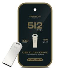 Powerway Premium 512 GB 100MB/S Ultra Hızlı USB 3.1 Metal Silver Flash Bellek