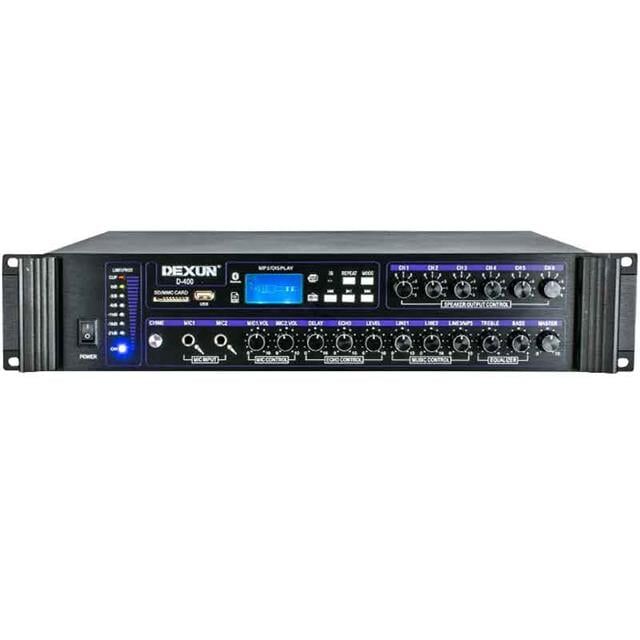 Dexun D-400 500 W USB-SD-BT 4-16 Ohm 6 Bölgeli 2 Mik. 3 Aux Giriş Trafolu Mixer Anfi