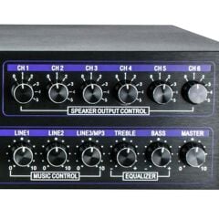 Dexun D-400 500 W USB-SD-BT 4-16 Ohm 6 Bölgeli 2 Mik. 3 Aux Giriş Trafolu Mixer Anfi