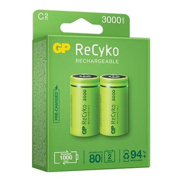 GP Recyko 3000 mA Ni-Mh 1.2V Büyük C Boy Şarjlı 2’li Pil