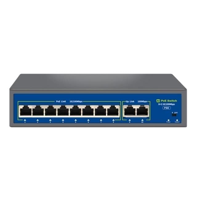 Novacom NVC-HIF0820FBL-C 8+2 Port 120W 10/100Mbps PoE Switch (250m Extend Modlu)